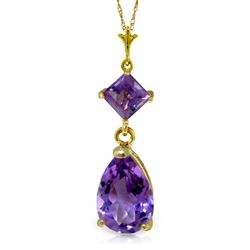 ALARRI 2 CTW 14K Solid Gold Only One Amethyst Necklace