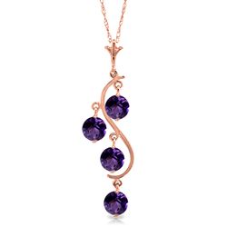 ALARRI 14K Solid Rose Gold Necklace w/ Natural Purple Amethysts