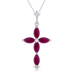 ALARRI 1.1 Carat 14K Solid White Gold Necklace Natural Diamond Ruby