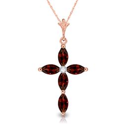 ALARRI 1.23 Carat 14K Solid Rose Gold Necklace Natural Diamond Garnet