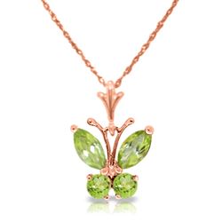 ALARRI 0.6 Carat 14K Solid Rose Gold Butterfly Necklace Peridot