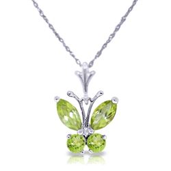 ALARRI 0.6 Carat 14K Solid White Gold Butterfly Necklace Peridot