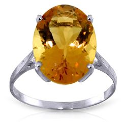 ALARRI 6 CTW 14K Solid White Gold Ring Natural Oval Citrine
