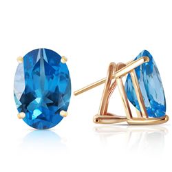 ALARRI 16 Carat 14K Solid Gold French Clips Earrings Natural Blue Topaz