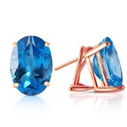 ALARRI 16 CTW 14K Solid Rose Gold French Clips Earrings Natural Blue Topaz
