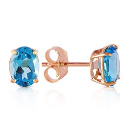 ALARRI 1.8 Carat 14K Solid Rose Gold Panache Blue Topaz Stud Earrings