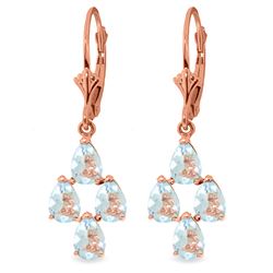 ALARRI 3.9 CTW 14K Solid Rose Gold Four Pear Shape Aquamarine Earrings