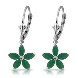 ALARRI 2.8 CTW 14K Solid White Gold Leverback Earrings Natural Emerald