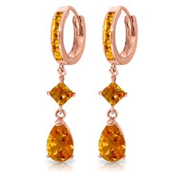 ALARRI 5.62 Carat 14K Solid Rose Gold Huggie Earrings Dangling Citrine
