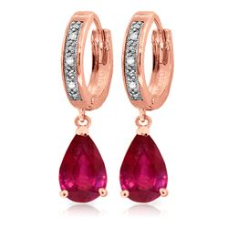 ALARRI 3.53 CTW 14K Solid Rose Gold Hoop Earrings Diamond Ruby