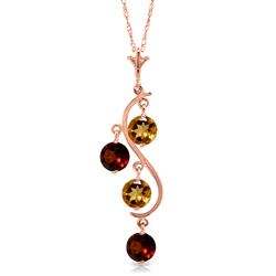 ALARRI 14K Solid Rose Gold Necklace w/ Natural Citrines & Garnets