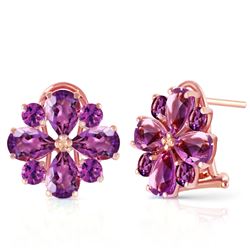 ALARRI 4.85 Carat 14K Solid Rose Gold Flower Amethyst Earrings