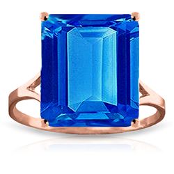 ALARRI 7 Carat 14K Solid Rose Gold Ring Natural Octagon Blue Topaz