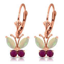 ALARRI 1.39 Carat 14K Solid Rose Gold Butterfly Earrings Opal Ruby