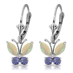 ALARRI 1.39 Carat 14K Solid White Gold Butterfly Earrings Opal Tanzanite