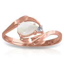 ALARRI 0.26 Carat 14K Solid Rose Gold Ring Natural Diamond Opal