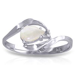ALARRI 0.26 CTW 14K Solid White Gold Ring Natural Diamond Opal