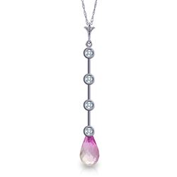 ALARRI 3.56 CTW 14K Solid White Gold Necklace Natural Diamond Pink Topaz