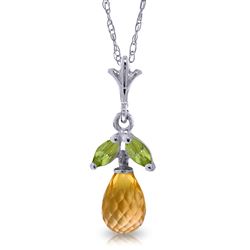 ALARRI 1.7 CTW 14K Solid White Gold Uptown Chic Citrine Peridot Necklace