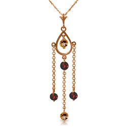 ALARRI 14K Solid Rose Gold Necklace w/ Natural Citrine & Garnet