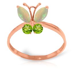 ALARRI 0.7 CTW 14K Solid Rose Gold Butterfly Ring Opal Peridot