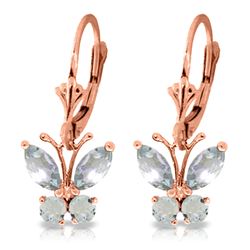 ALARRI 1.24 CTW 14K Solid Rose Gold Butterfly Earrings Natural Aquamarine