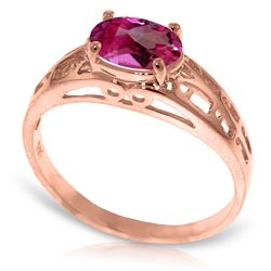 ALARRI 14K Solid Rose Gold Filigree Ring w/ Natural Pink Topaz