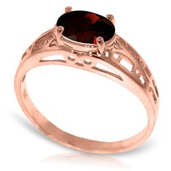 ALARRI 14K Solid Rose Gold Filigree Ring w/ Natural Garnet