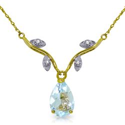 ALARRI 1.52 CTW 14K Solid Gold Necklace Natural Diamond Aquamarine