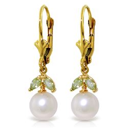 ALARRI 4.4 Carat 14K Solid Gold Wild Lotus Peridot Pearl Earrings