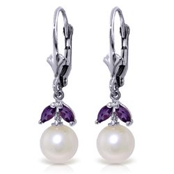ALARRI 4.4 CTW 14K Solid White Gold Found My Passion Pearl Amethyst Earrings