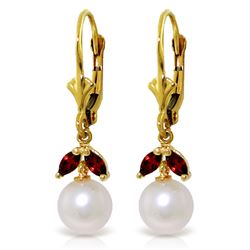 ALARRI 4.4 CTW 14K Solid Gold Seize The Day Garnet Pearl Earrings
