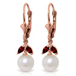 ALARRI 4.4 Carat 14K Solid Rose Gold Vibrance Pearl Garnet Earrings