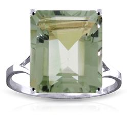 ALARRI 6.5 Carat 14K Solid White Gold Ring Natural Octagon Green Amethyst