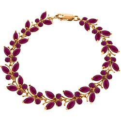 ALARRI 14K Solid Rose Gold Butterfly Bracelet w/ Natural Rubies