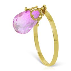 ALARRI 3 CTW 14K Solid Gold Ring Dangling Briolette Pink Topaz