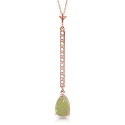 ALARRI 14K Solid Rose Gold Necklace w/ Diamonds & Opal