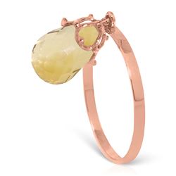 ALARRI 3 Carat 14K Solid Rose Gold Ring Dangling Briolette Citrine