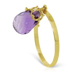 ALARRI 3 Carat 14K Solid Gold Ring Dangling Briolette Purple Amethyst