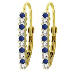 ALARRI 0.35 Carat 14K Solid Gold Leverback Earrings Natural Diamond Sapphire