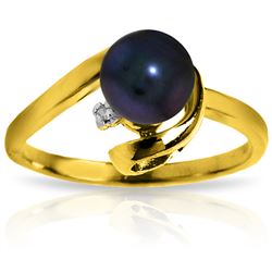 ALARRI 1.01 Carat 14K Solid Gold Ring Natural Diamond Black Pearl