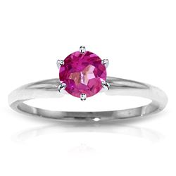 ALARRI 0.65 Carat 14K Solid White Gold Solitaire Ring Natural Pink Topaz