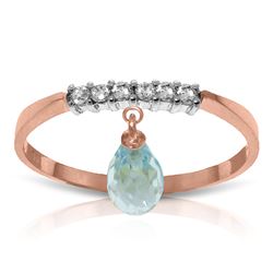 ALARRI 1.45 Carat 14K Solid Rose Gold Ring Natural Diamond Dangling Blue Topaz