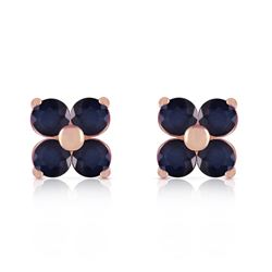 ALARRI 14K Solid Rose Gold Stud Earrings w/ Natural Sapphires