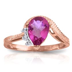 ALARRI 1.52 Carat 14K Solid Rose Gold Azur Pink Topaz Diamond Ring