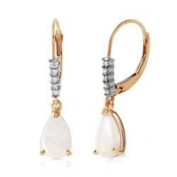 ALARRI 1.7 CTW 14K Solid Gold Leverback Earrings Natural Diamond Opal