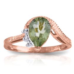 ALARRI 1.52 Carat 14K Solid Rose Gold Ring Diamond Green Amethyst