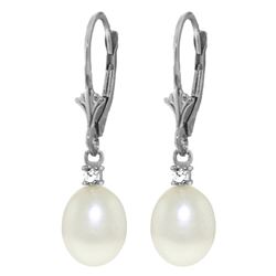 ALARRI 8.1 Carat 14K Solid White Gold Leverback Earrings Diamond Pearl