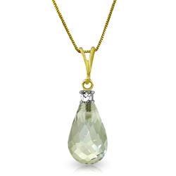 ALARRI 2.3 Carat 14K Solid Gold Necklace Natural Diamond Green Amethyst
