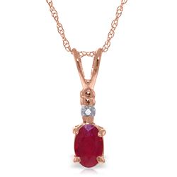 ALARRI 14K Solid Rose Gold Necklace w/ Natural Diamond & Ruby